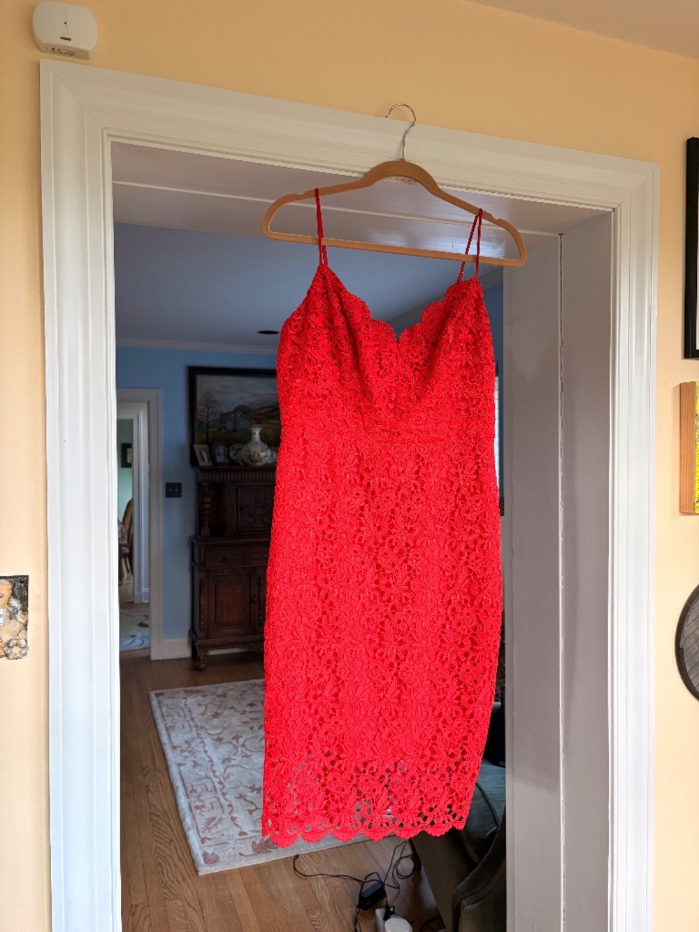 J.Crew Red Guidpure Strapless Lace Midi Dress in Size 8